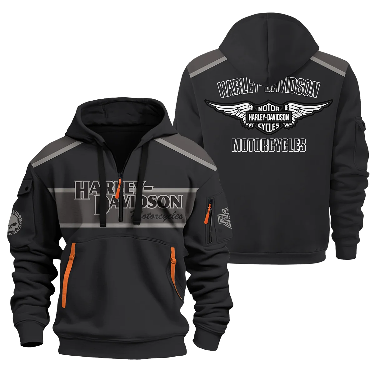 Harley-Davidson Motorcycle Exclusive Logo Hoodie Half Zipper For Men