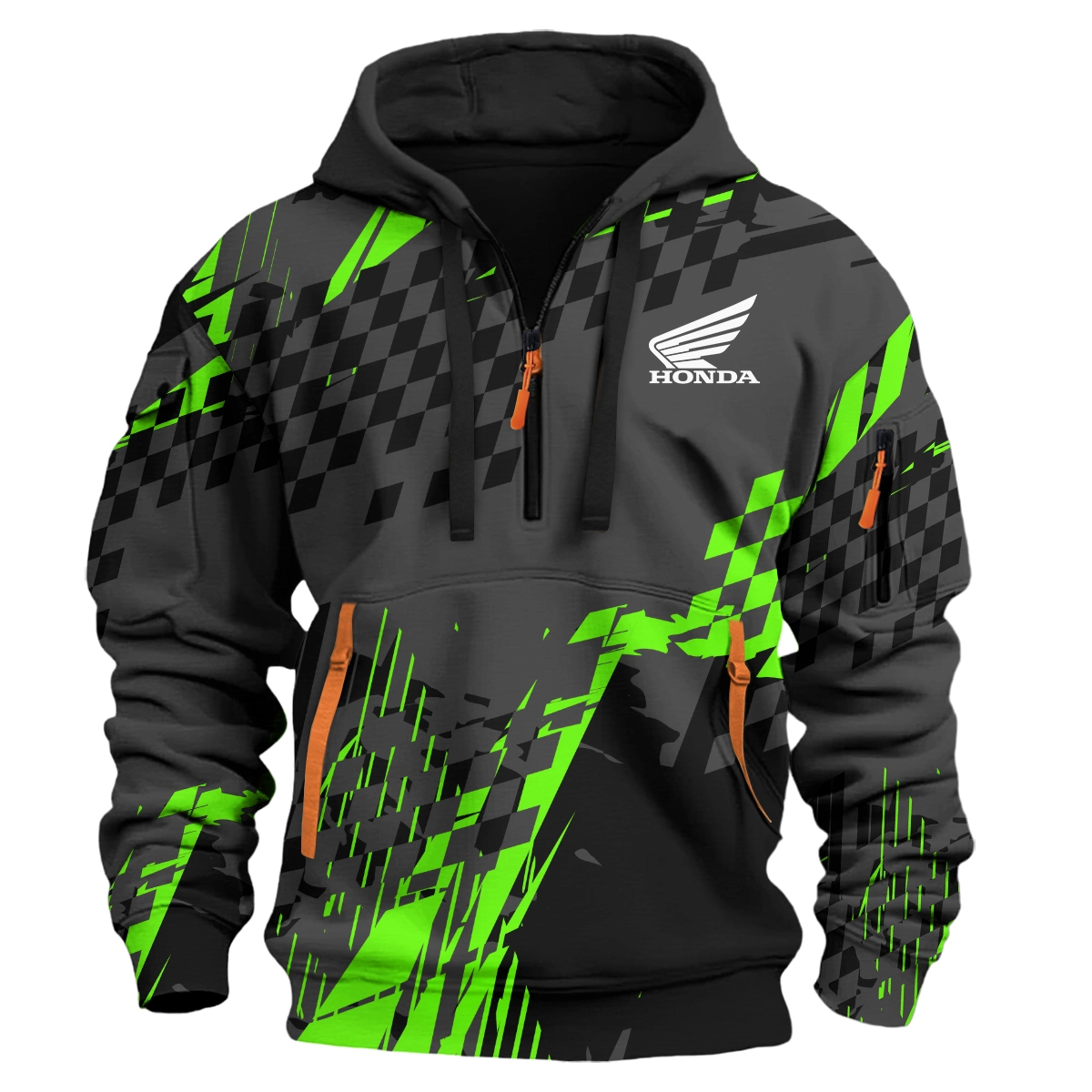 Honda Motorcycles Exclusive Logo Hoodie Half Zipper