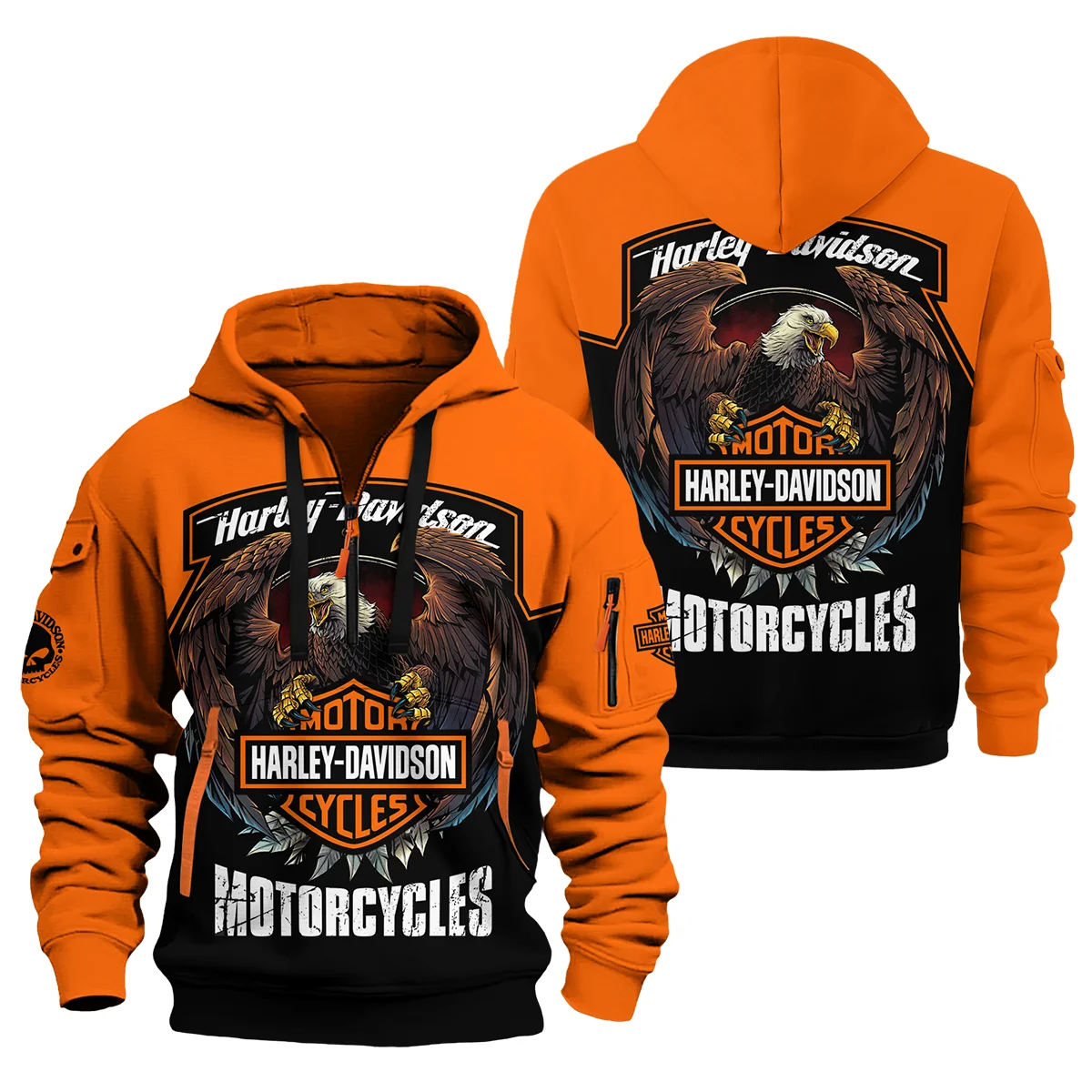 Harley-Davidson Motorcycle Exclusive Logo Half Zipper Hoodie For Fans
