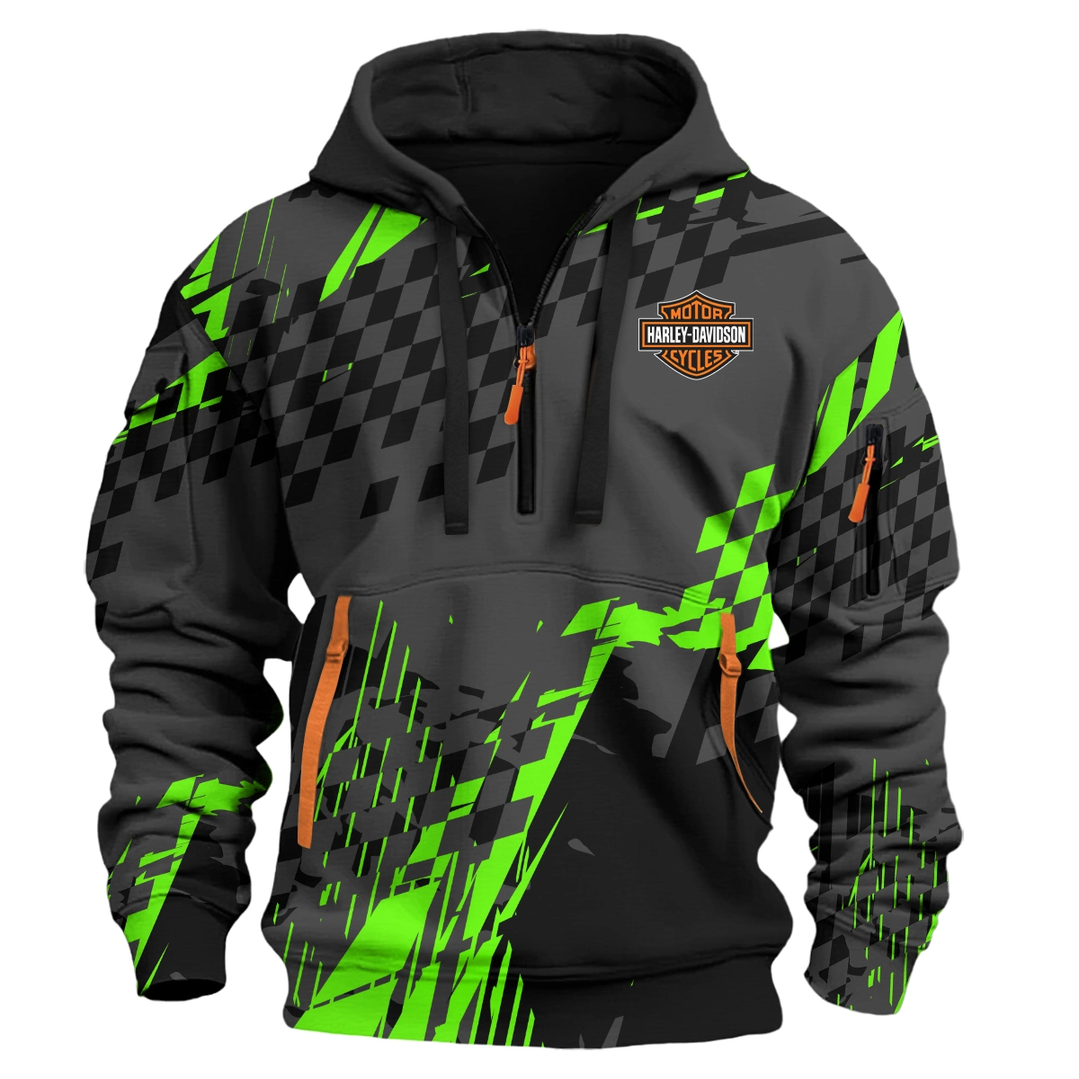Harley-Davidson Motorcycles Exclusive Logo Hoodie Half Zipper