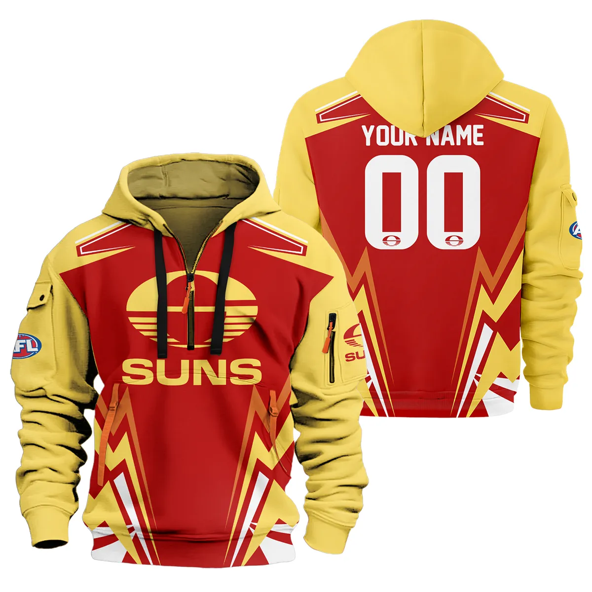 Gold Coast Suns Afl Exclusive Logo Half Zip Hoodie For Men Women