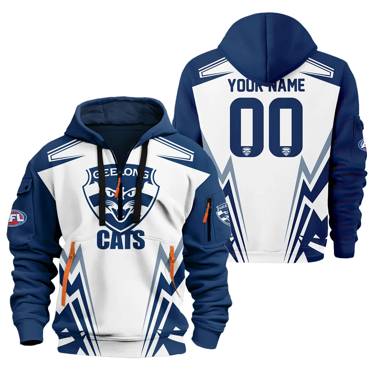 Geelong Cats Afl Exclusive Logo Half Zip Hoodie For Men Women