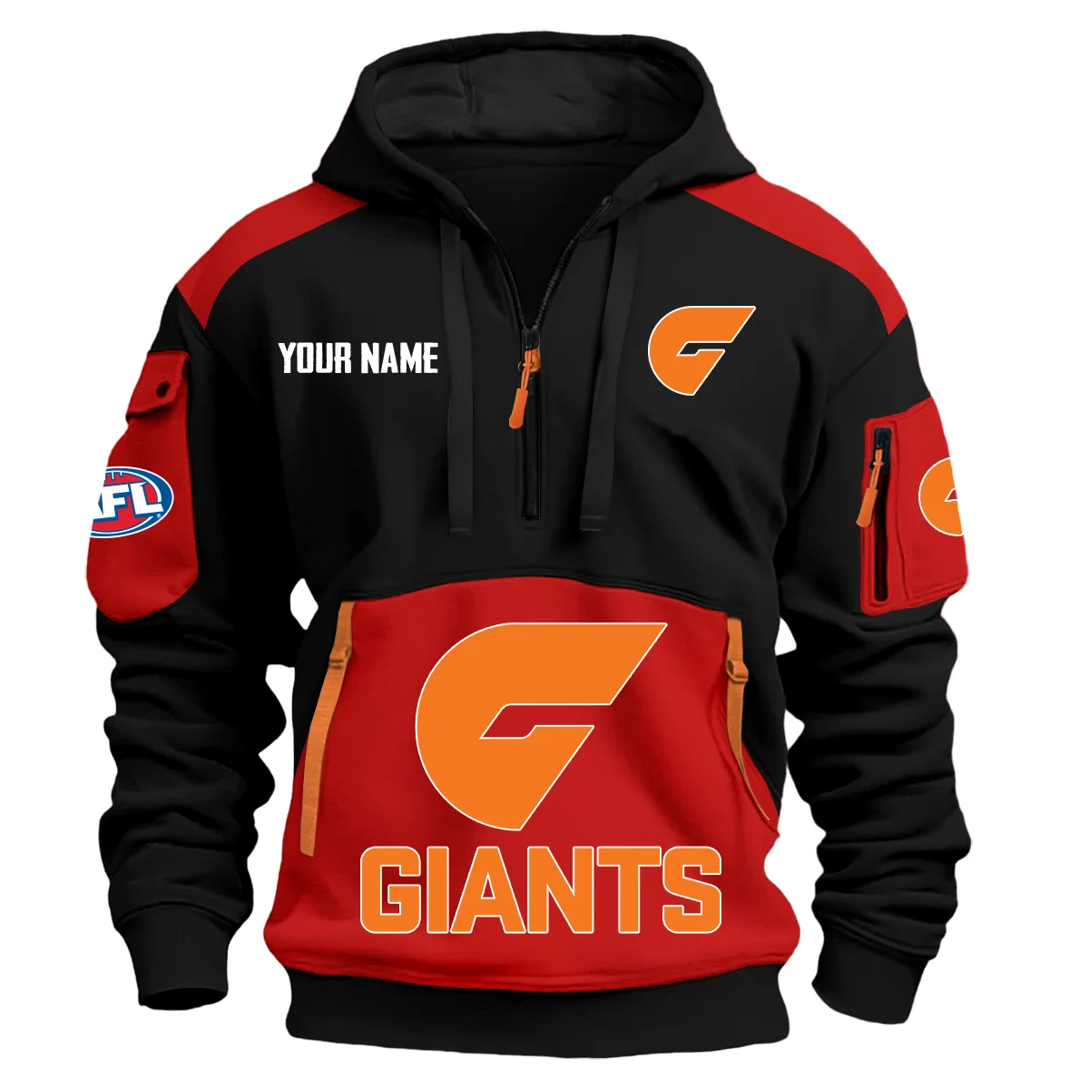 Gws Giants Afl Exclusive Logo Hoodie Half Zipper Red