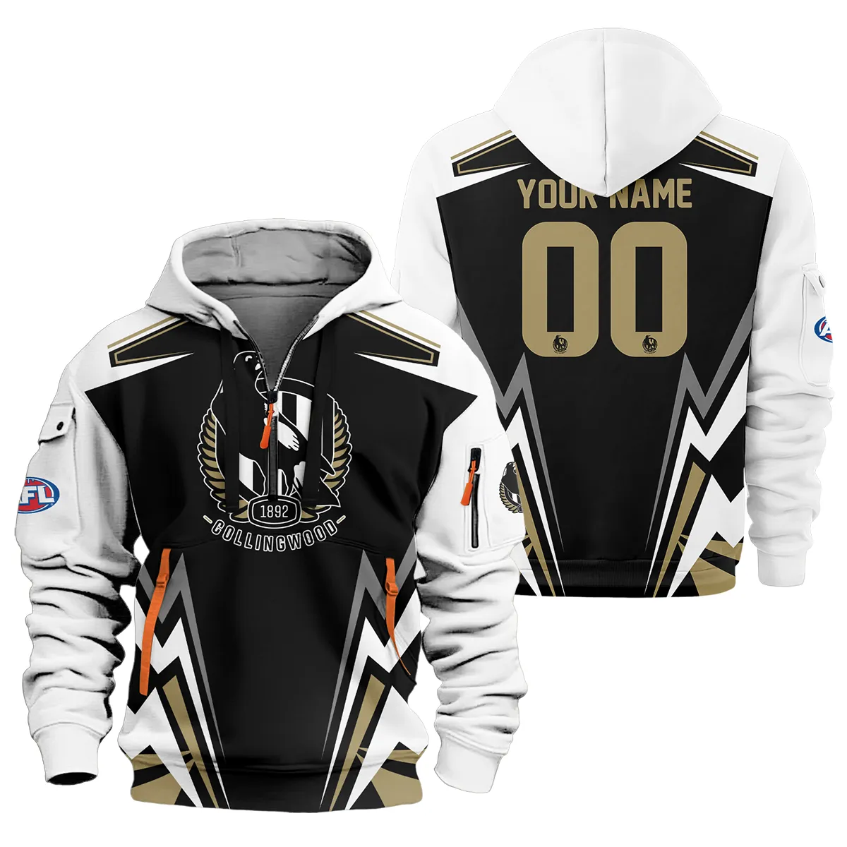 Collingwood Magpies Afl Exclusive Logo Half Zip Hoodie For Men Women