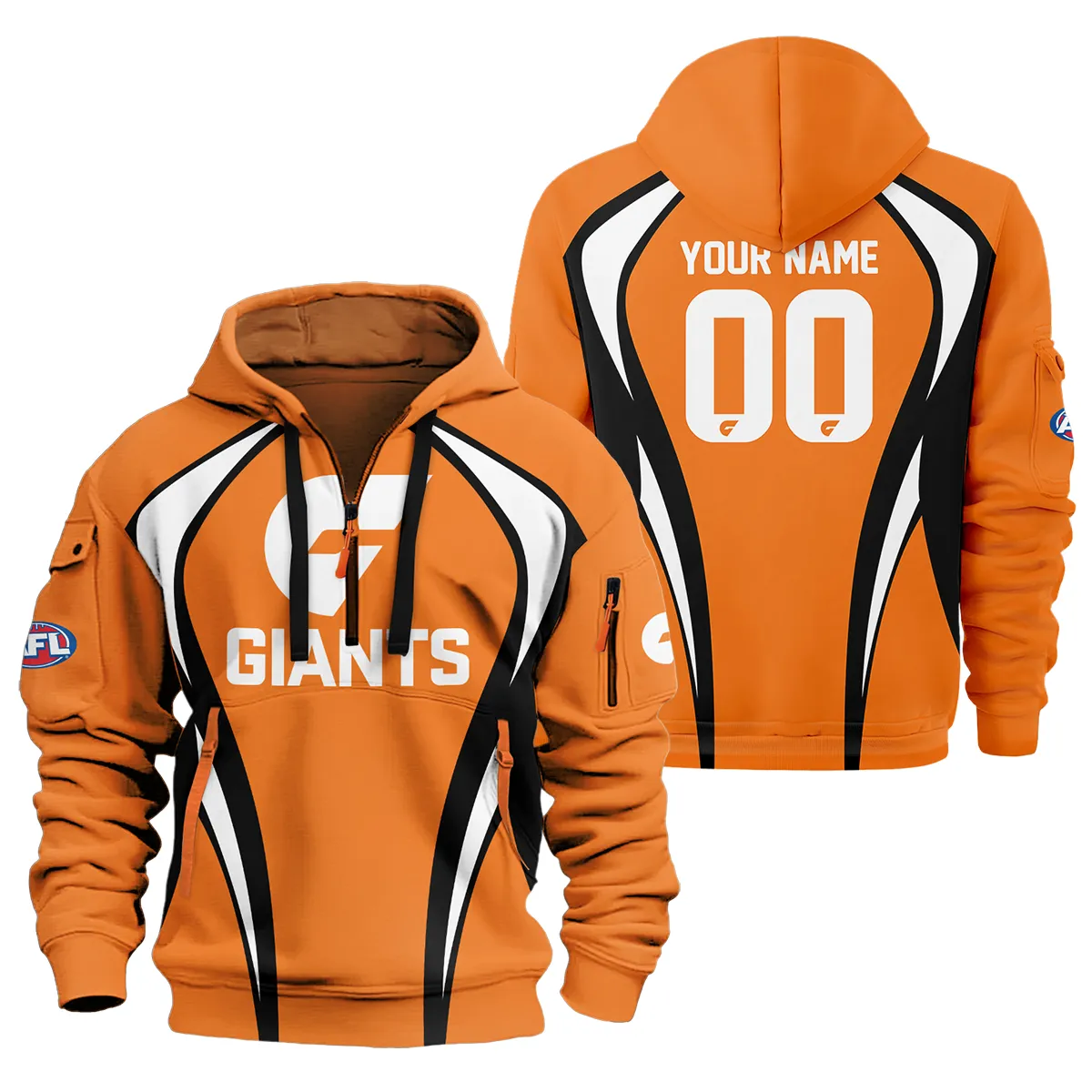 Gws Giants Afl Exclusive Logo Hoodie Half Zipper