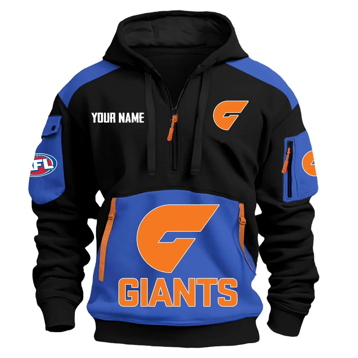 Gws Giants Afl Exclusive Logo Hoodie Half Zipper Blue