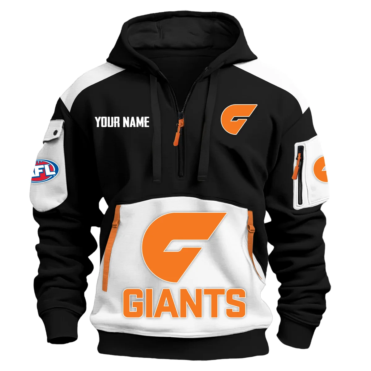 Gws Giants Afl Exclusive Logo Hoodie Half Zipper White