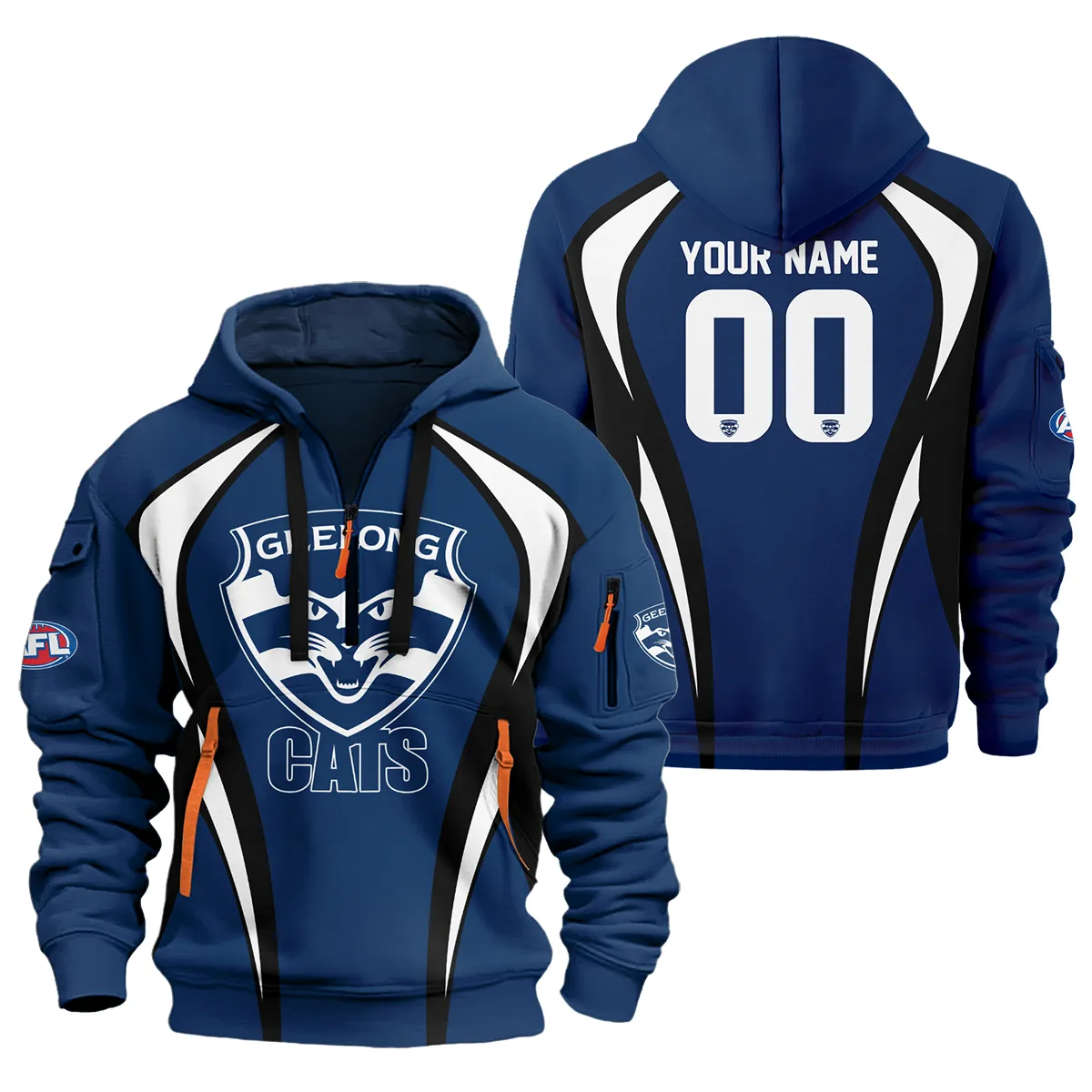 Geelong Cats Afl Exclusive Logo Hoodie Half Zipper