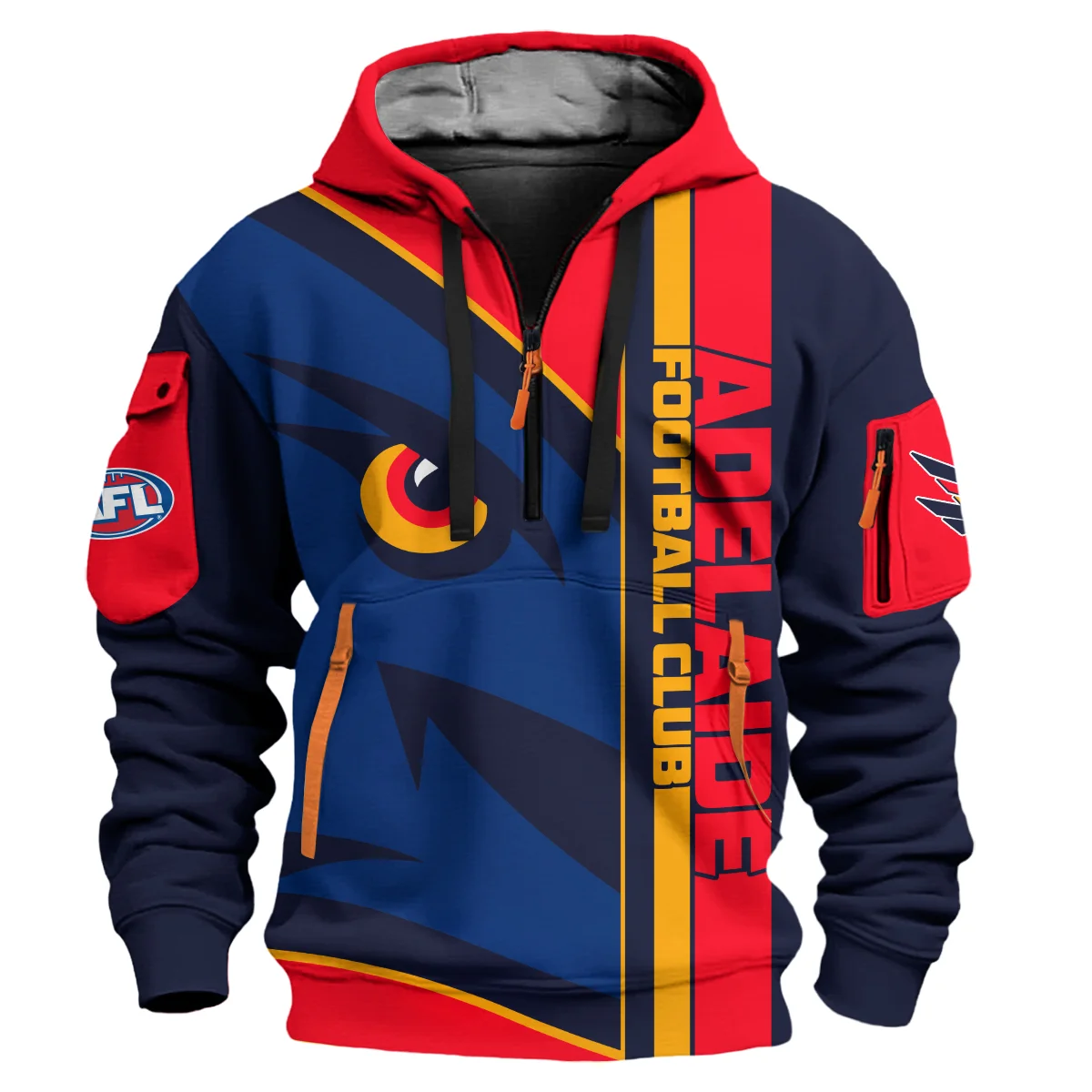Adelaide Crows Australian Football League Logo Hoodie Half Zipper