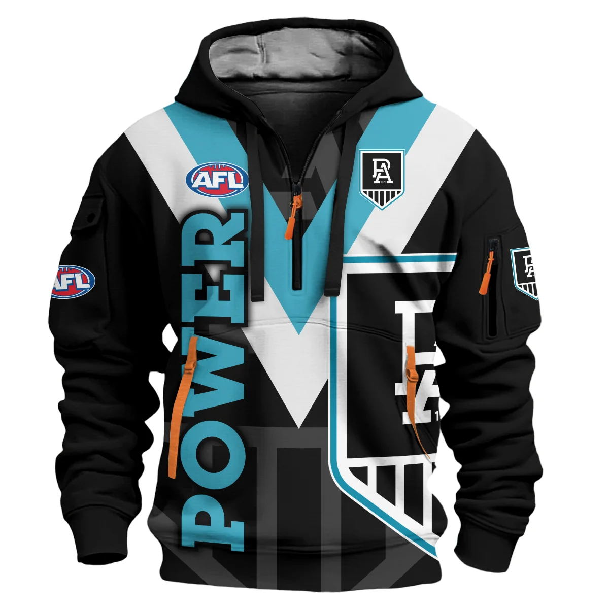 Port Adelaide Power Australian Football League Exclusive Logo Hoodie Half Zipper