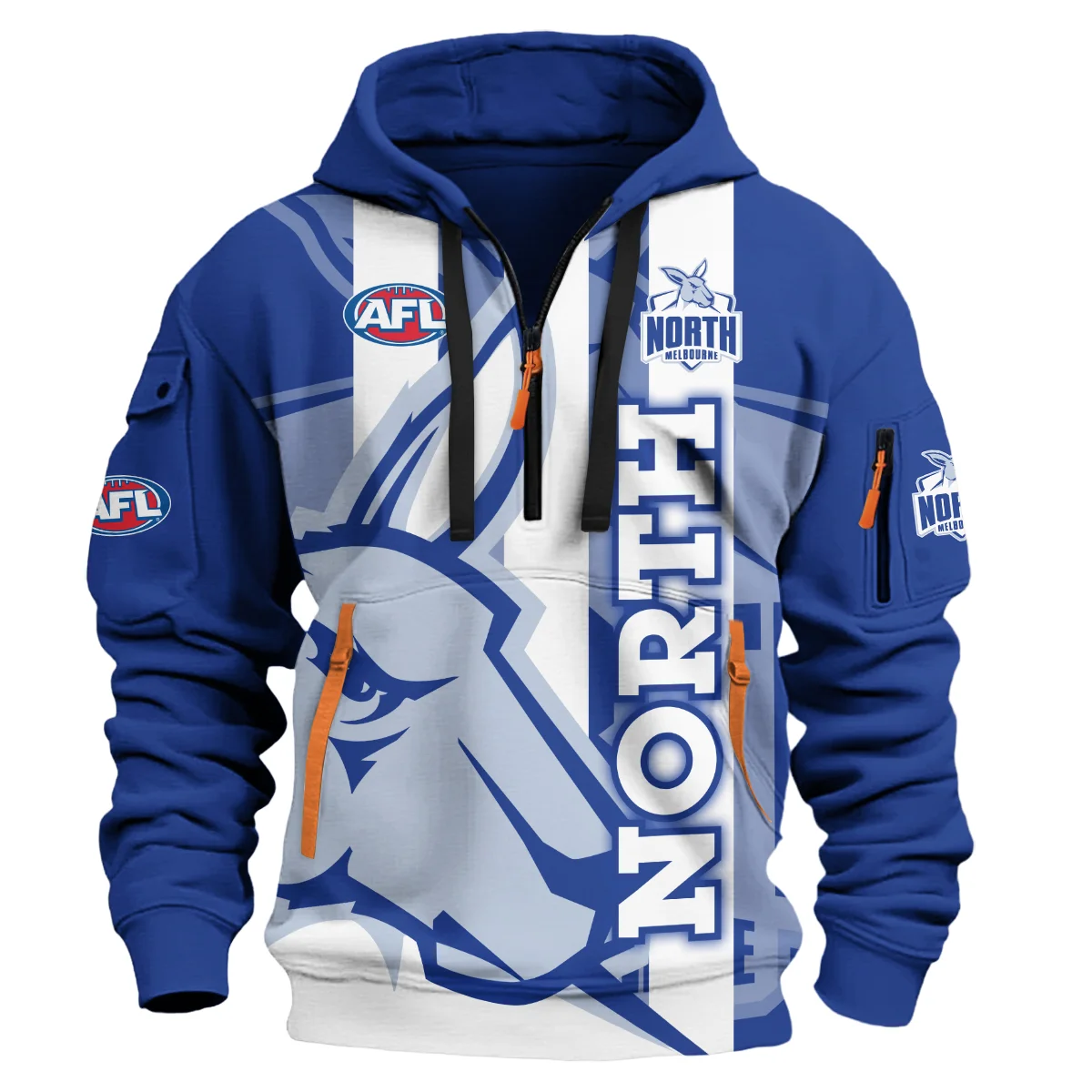 North Melbourne Kangaroos Australian Football League Exclusive Logo Hoodie Half Zipper