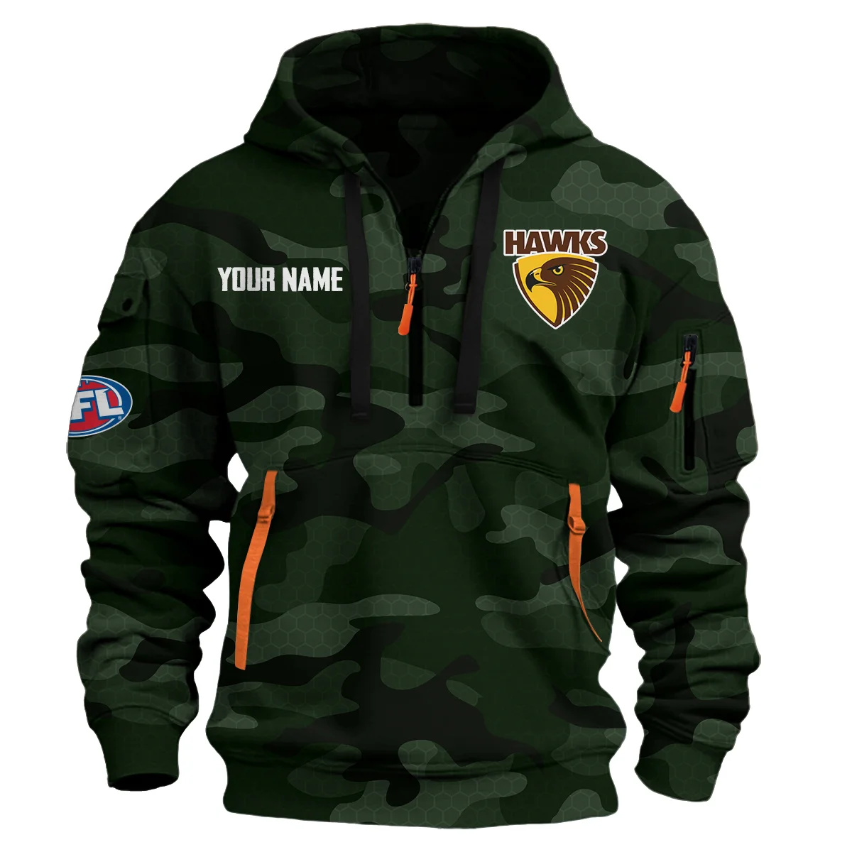 Hawthorn Hawks Australian Football League Exclusive Logo Hoodie Half Zipper Dark Green