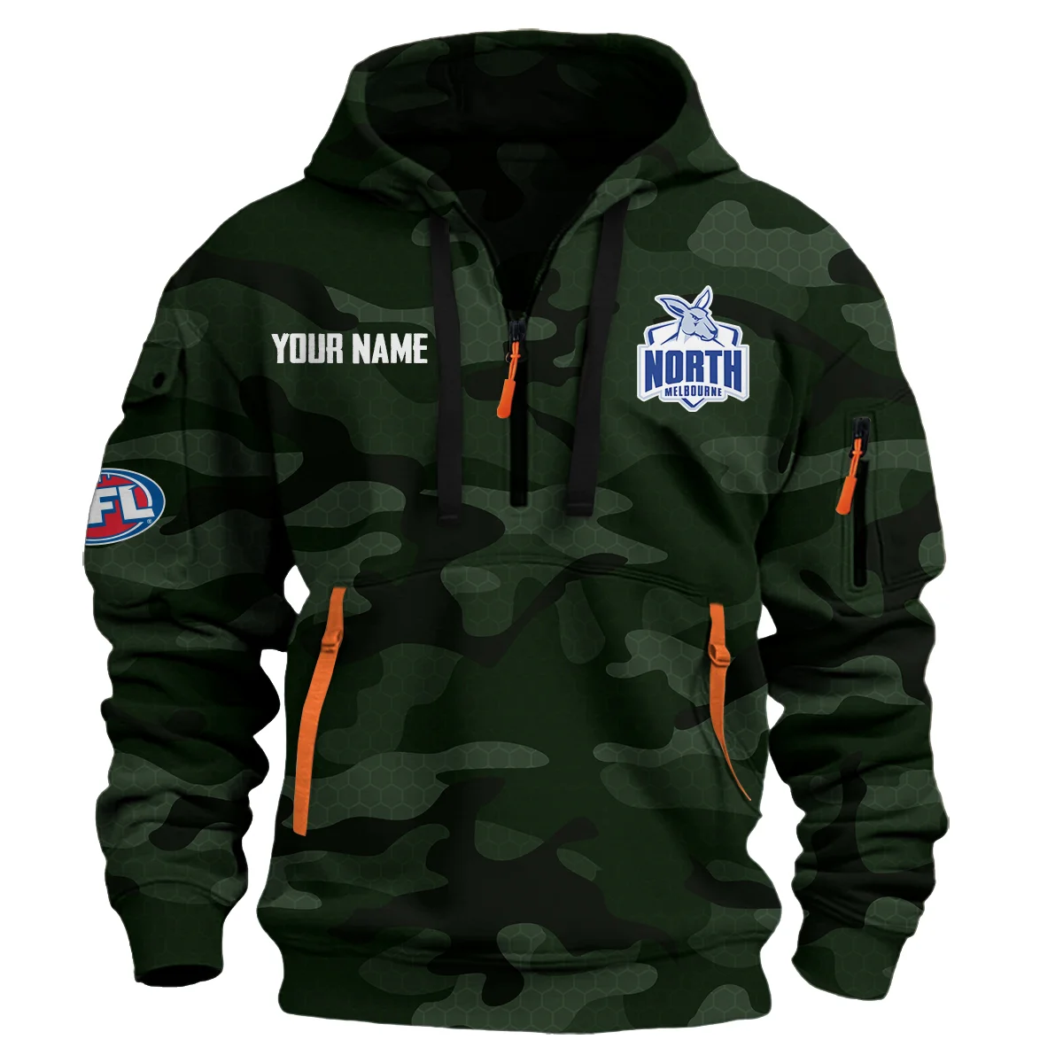 North Melbourne Kangaroos Australian Football League Exclusive Logo Hoodie Half Zipper Dark Green