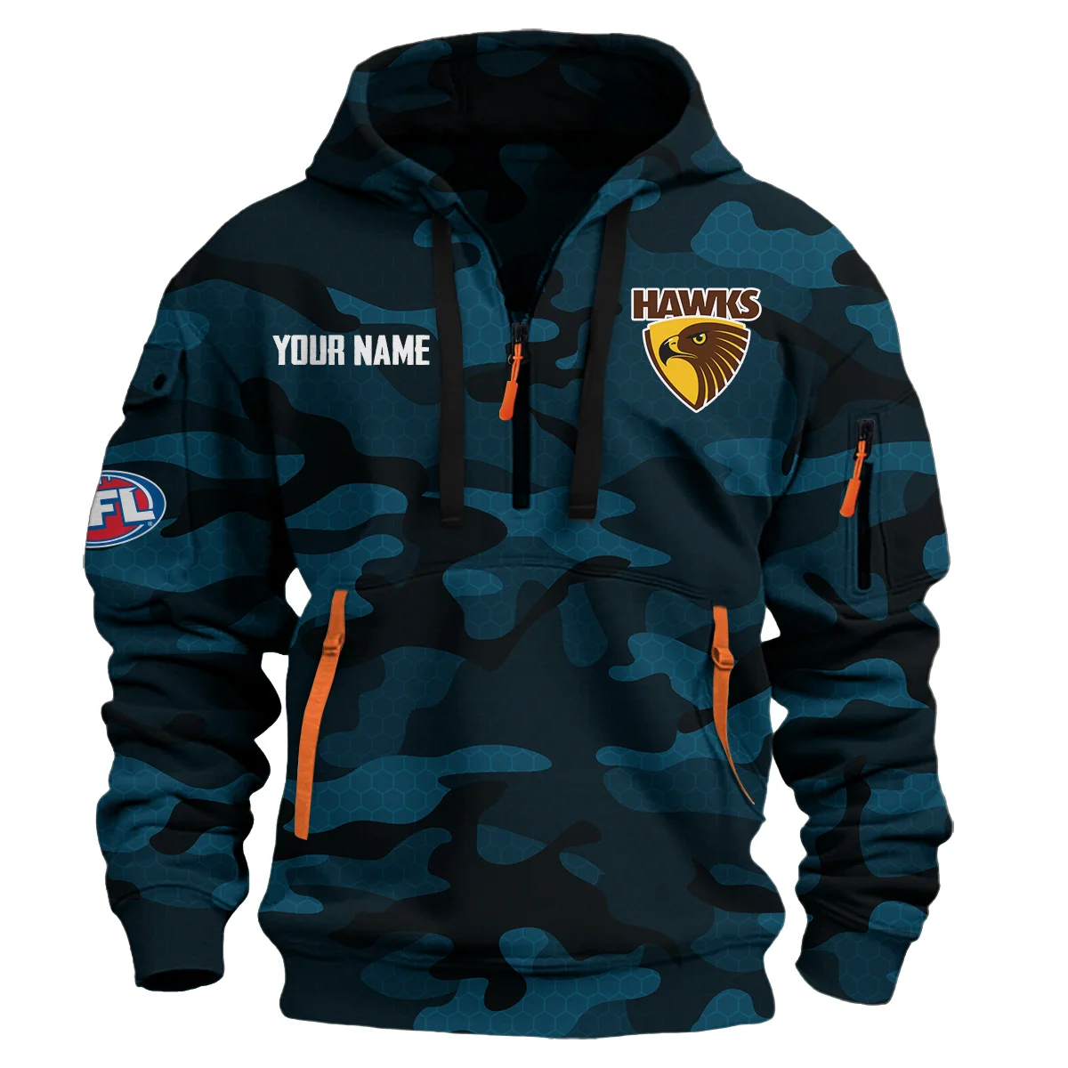 Hawthorn Hawks Australian Football League Exclusive Logo Hoodie Half Zipper Navy