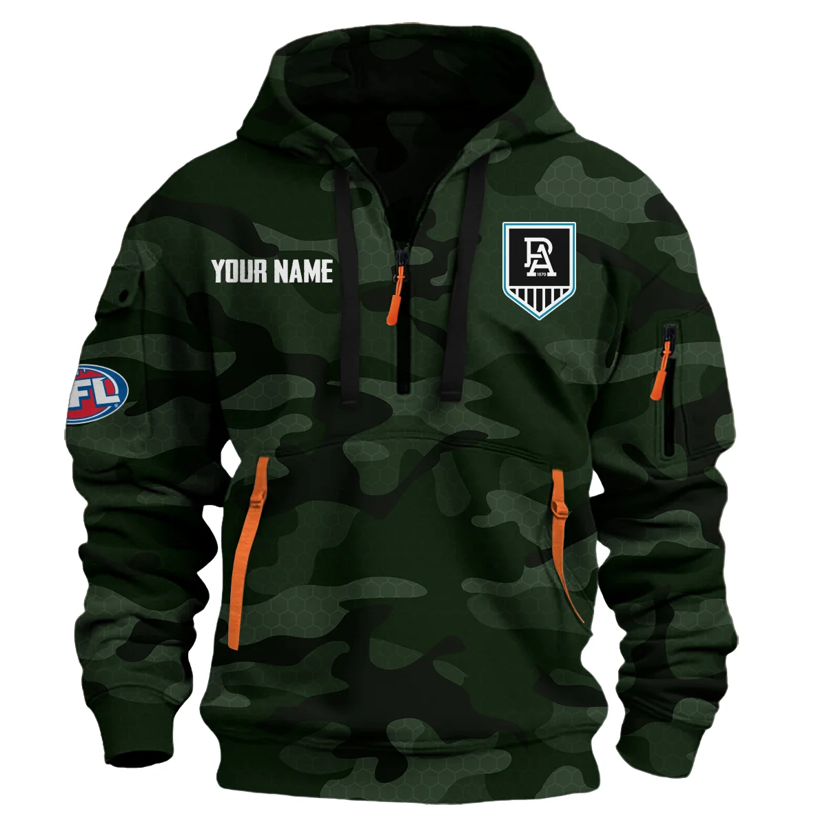Port Adelaide Power Australian Football League Exclusive Logo Hoodie Half Zipper Dark Green
