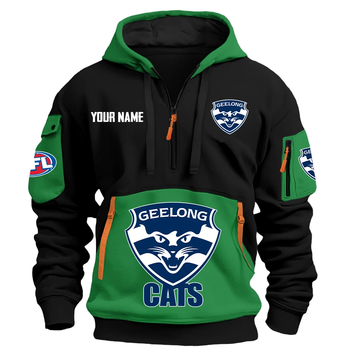 Geelong Cats Australian Football League Exclusive Logo Half Zip Hoodie For Men Women Green