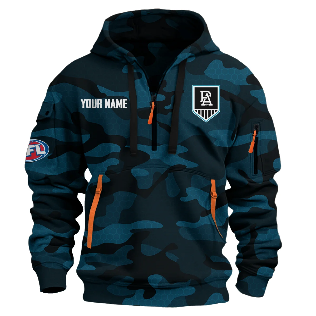 Port Adelaide Power Australian Football League Exclusive Logo Hoodie Half Zipper Navy