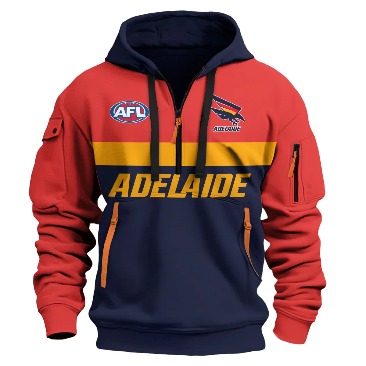 Adelaide Crows Australian Football League Exclusive Logo Hoodie Half Zipper