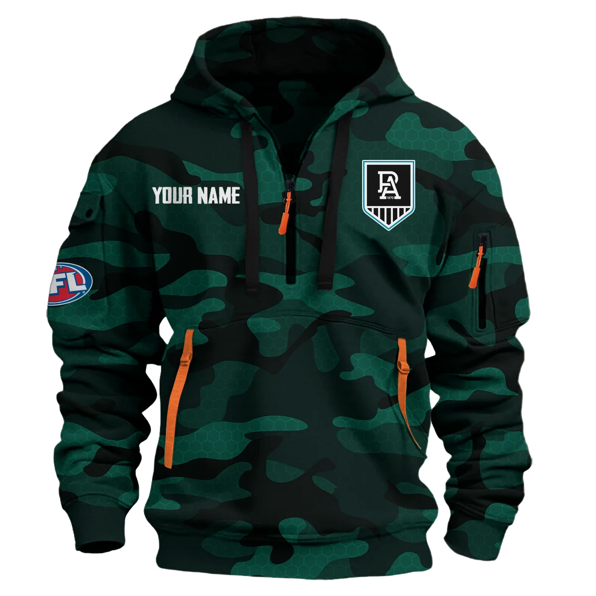 Port Adelaide Power Australian Football League Exclusive Logo Hoodie Half Zipper Green