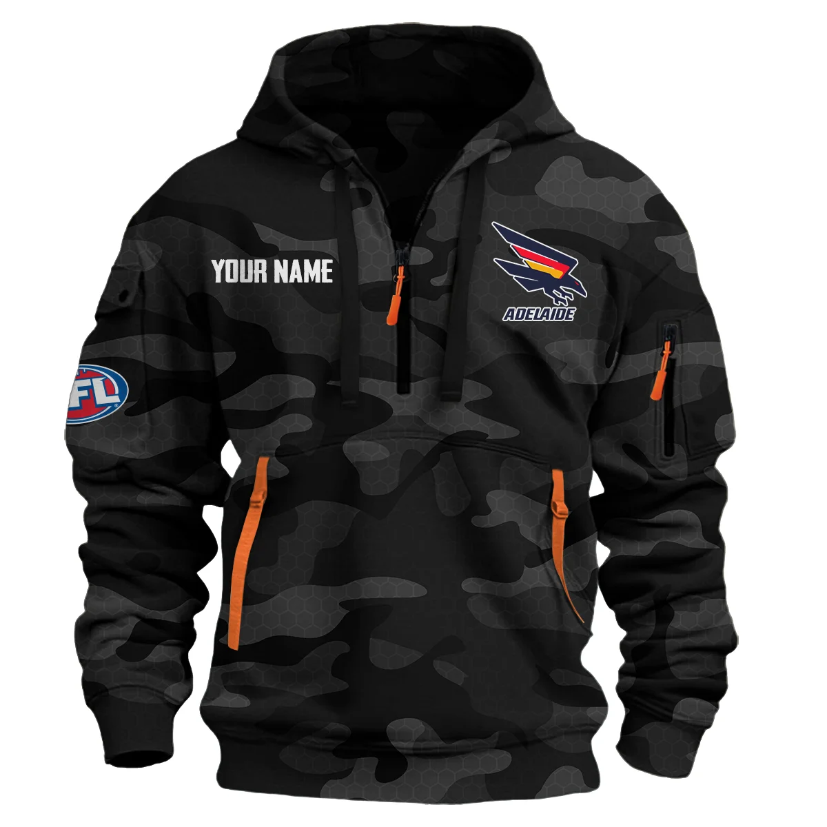 Adelaide Crows Australian Football League Exclusive Logo Hoodie Half Zipper Black