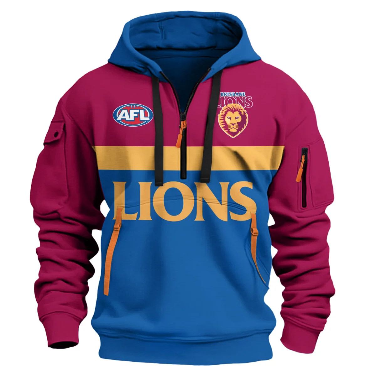 Brisbane Lions Australian Football League Exclusive Logo Hoodie Half Zipper
