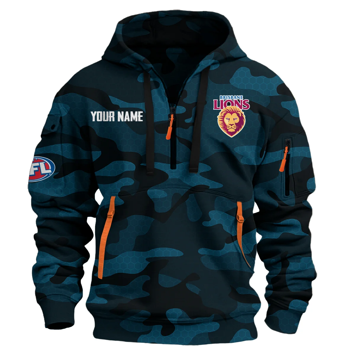 Brisbane Lions Australian Football League Exclusive Logo Hoodie Half Zipper Navy