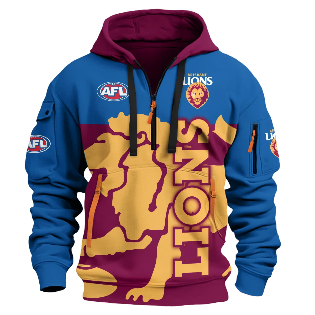 Brisbane Lions Australian Football League Logo Hoodie Half Zipper
