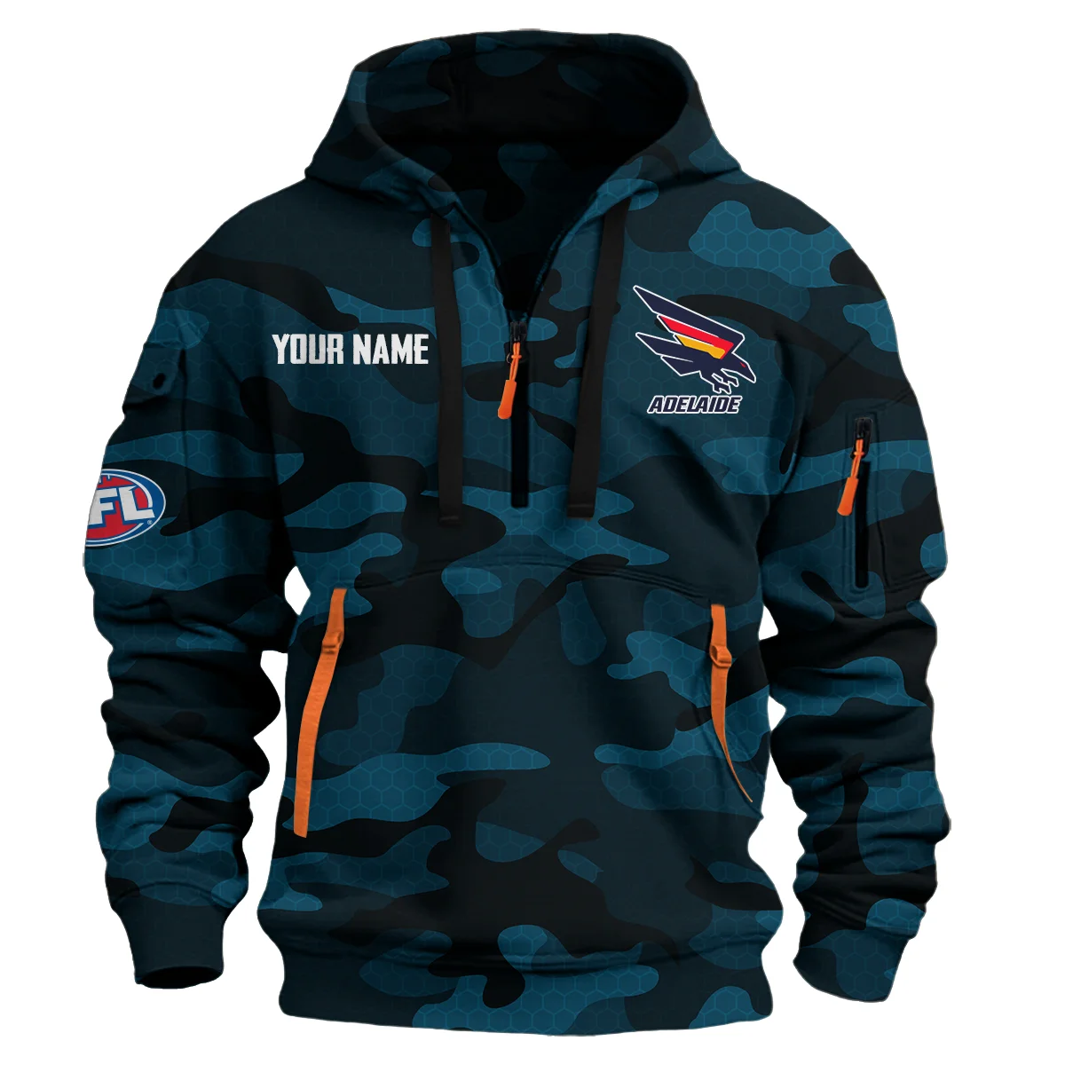 Adelaide Crows Australian Football League Exclusive Logo Hoodie Half Zipper Navy
