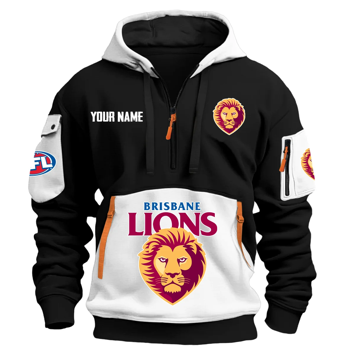 Brisbane Lions Australian Football League Exclusive Logo Hoodie Half Zipper White