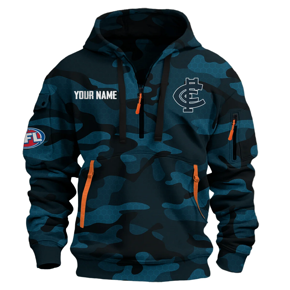 Carlton Blues Australian Football League Exclusive Logo Hoodie Half Zipper Navy