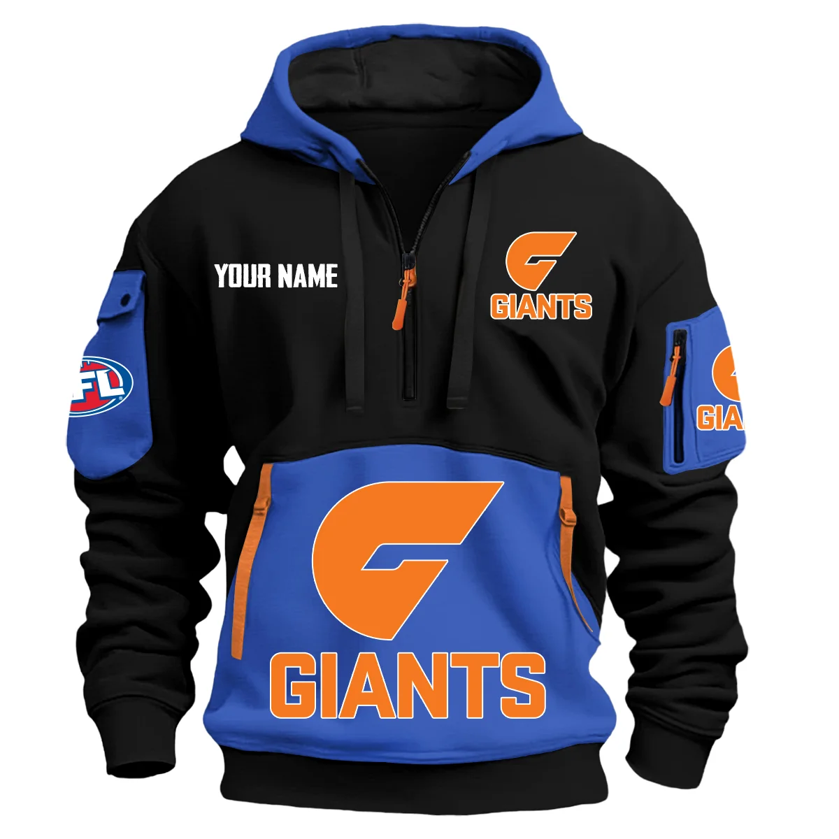 Gws Giants Australian Football League Exclusive Logo Hoodie Half Zipper Blue