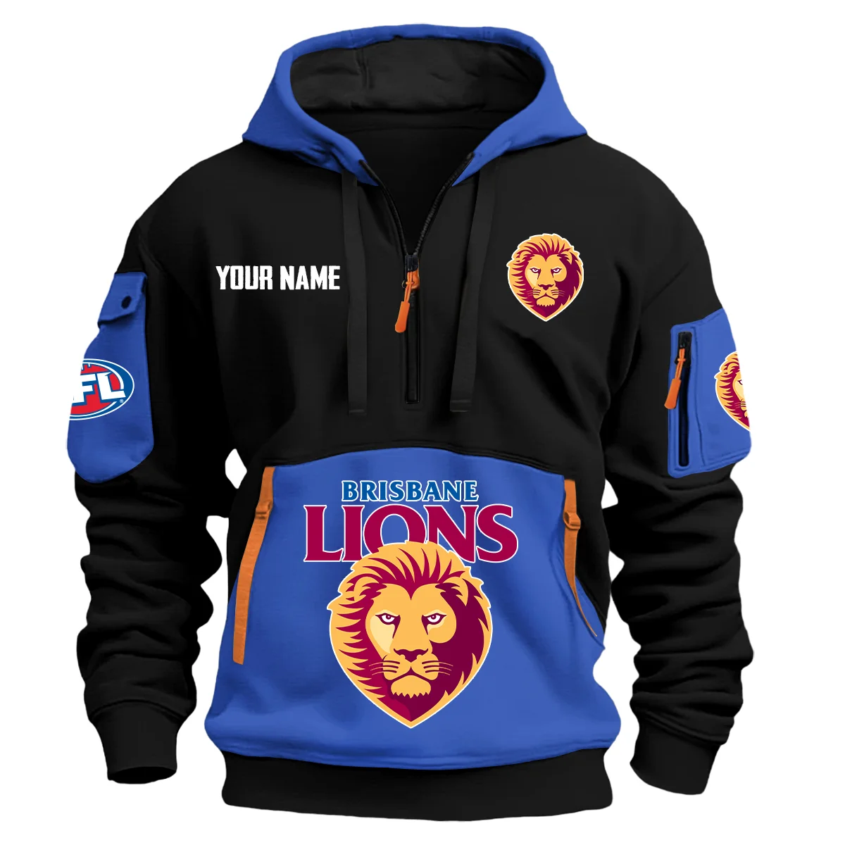 Brisbane Lions Australian Football League Exclusive Logo Hoodie Half Zipper Blue