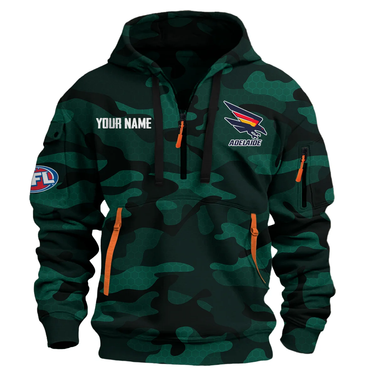 Adelaide Crows Australian Football League Exclusive Logo Hoodie Half Zipper Green