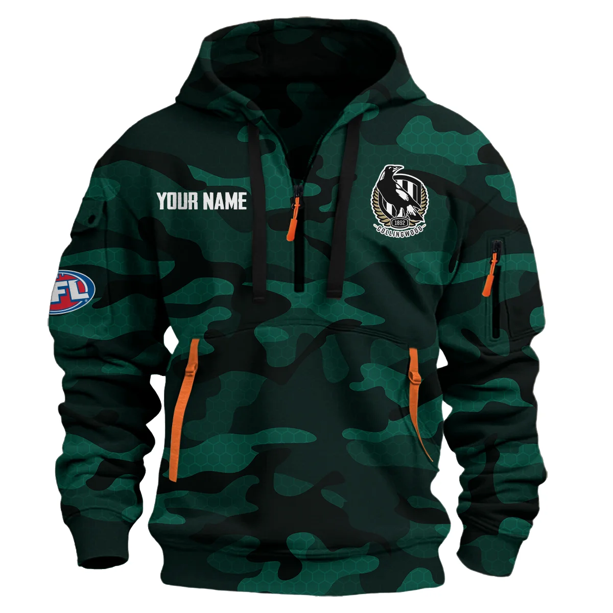 Collingwood Magpies Australian Football League Exclusive Logo Half Zip Hoodie For Men Women Green
