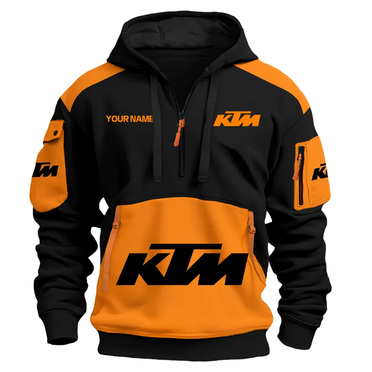 Ktm Motorcycles Logo Hoodie Half Zipper Orange