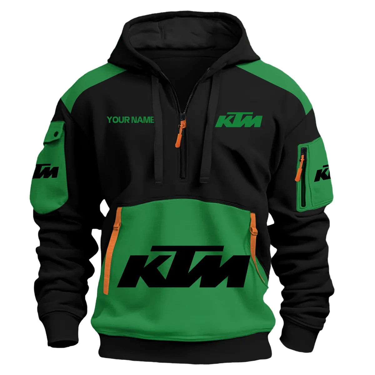 Ktm Motorcycles Logo Hoodie Half Zipper Green