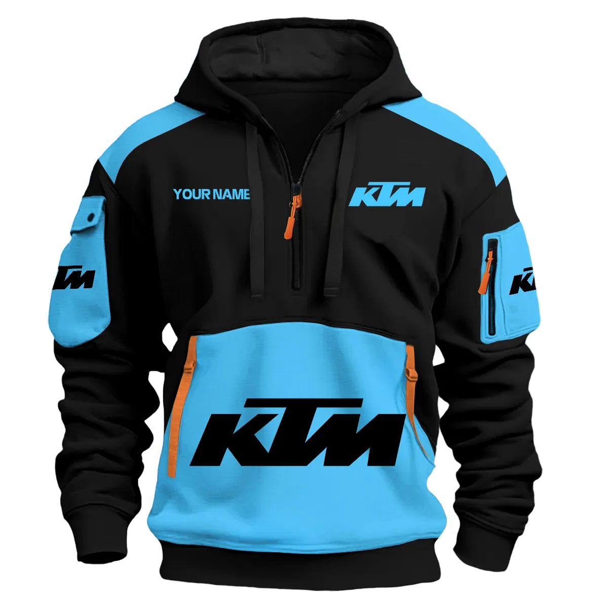 Ktm Motorcycles Exclusive Logo Hoodie Half Zipper Light Blue