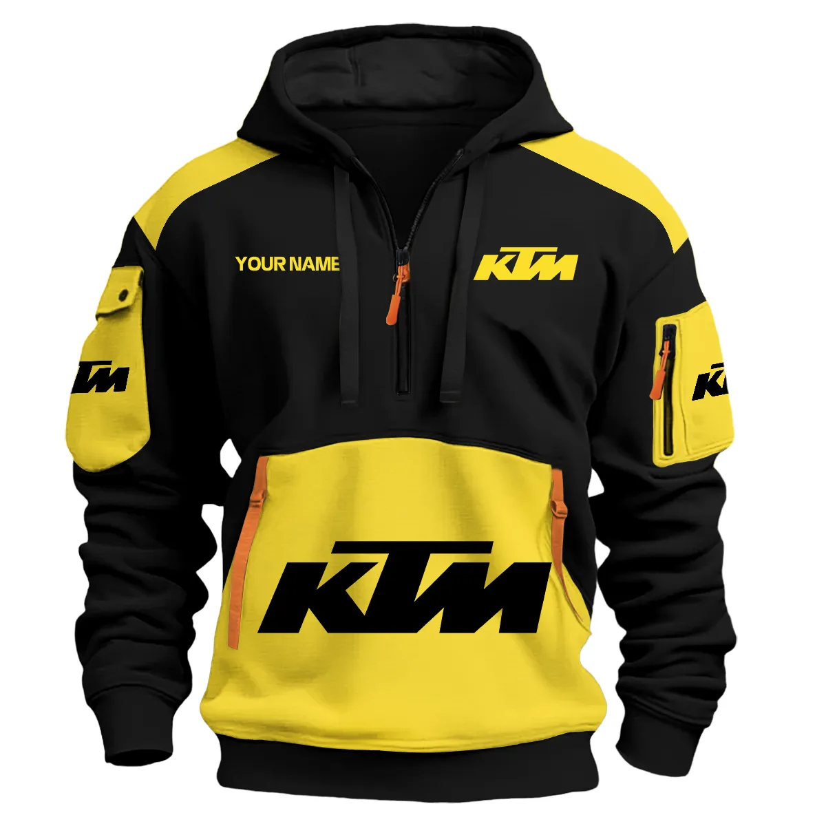 Ktm Motorcycles Logo Hoodie Half Zipper Yellow