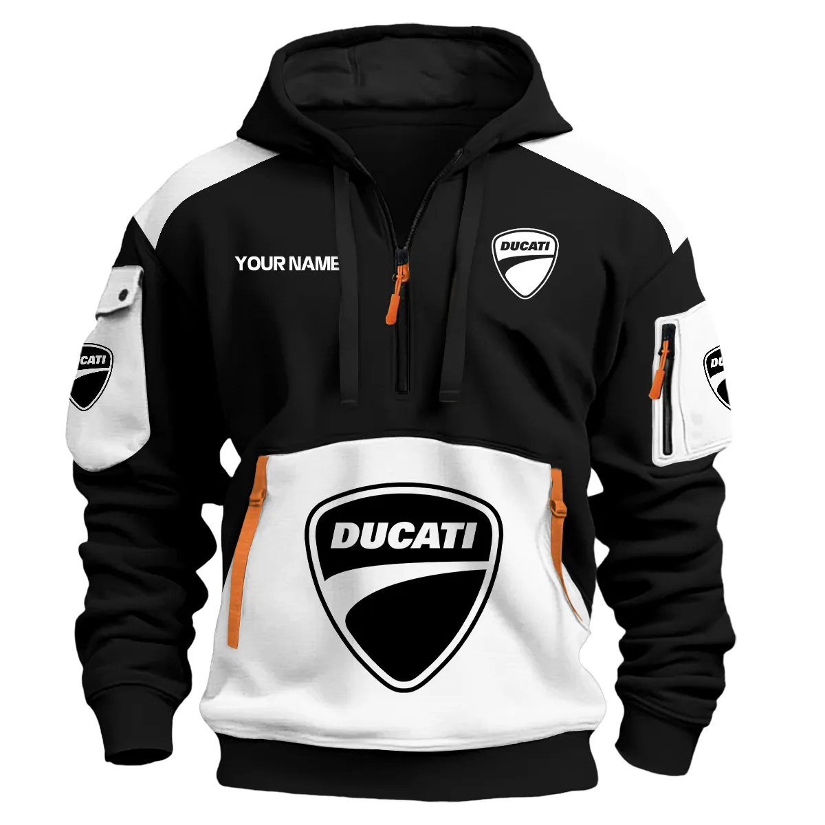 Ducati Motorcycles Exclusive Logo Hoodie Half Zipper White