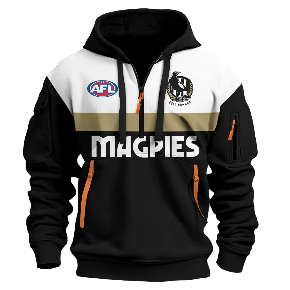 Collingwood Australian Football League Exclusive Logo Hoodie Half Zipper