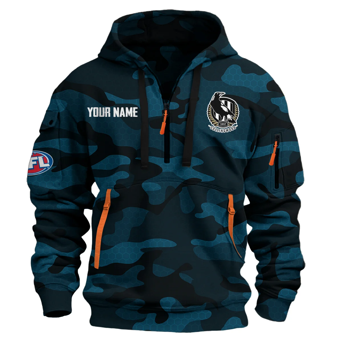 Collingwood Magpies Australian Football League Exclusive Logo Hoodie Half Zipper Navy