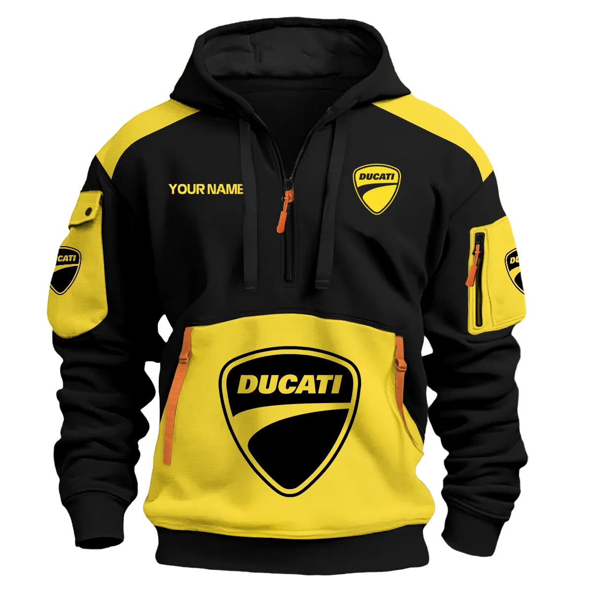 Ducati Motorcycles Logo Hoodie Half Zipper Yellow