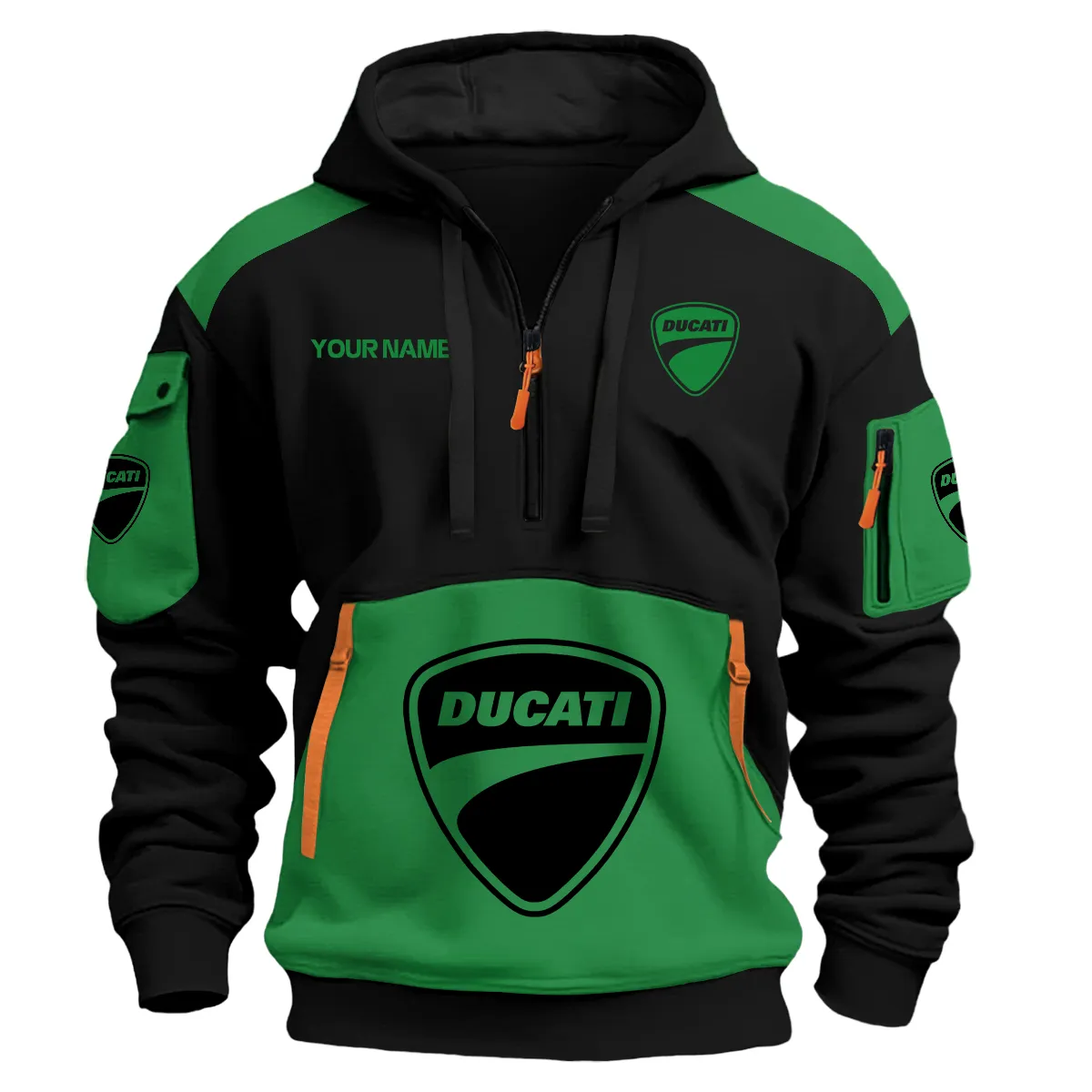 Ducati Motorcycles Logo Hoodie Half Zipper Green