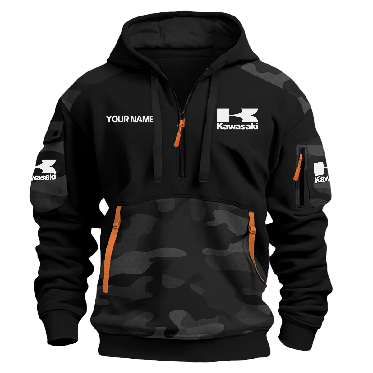 Kawasaki Motorcycles Exclusive Logo Hoodie Half Zipper Black