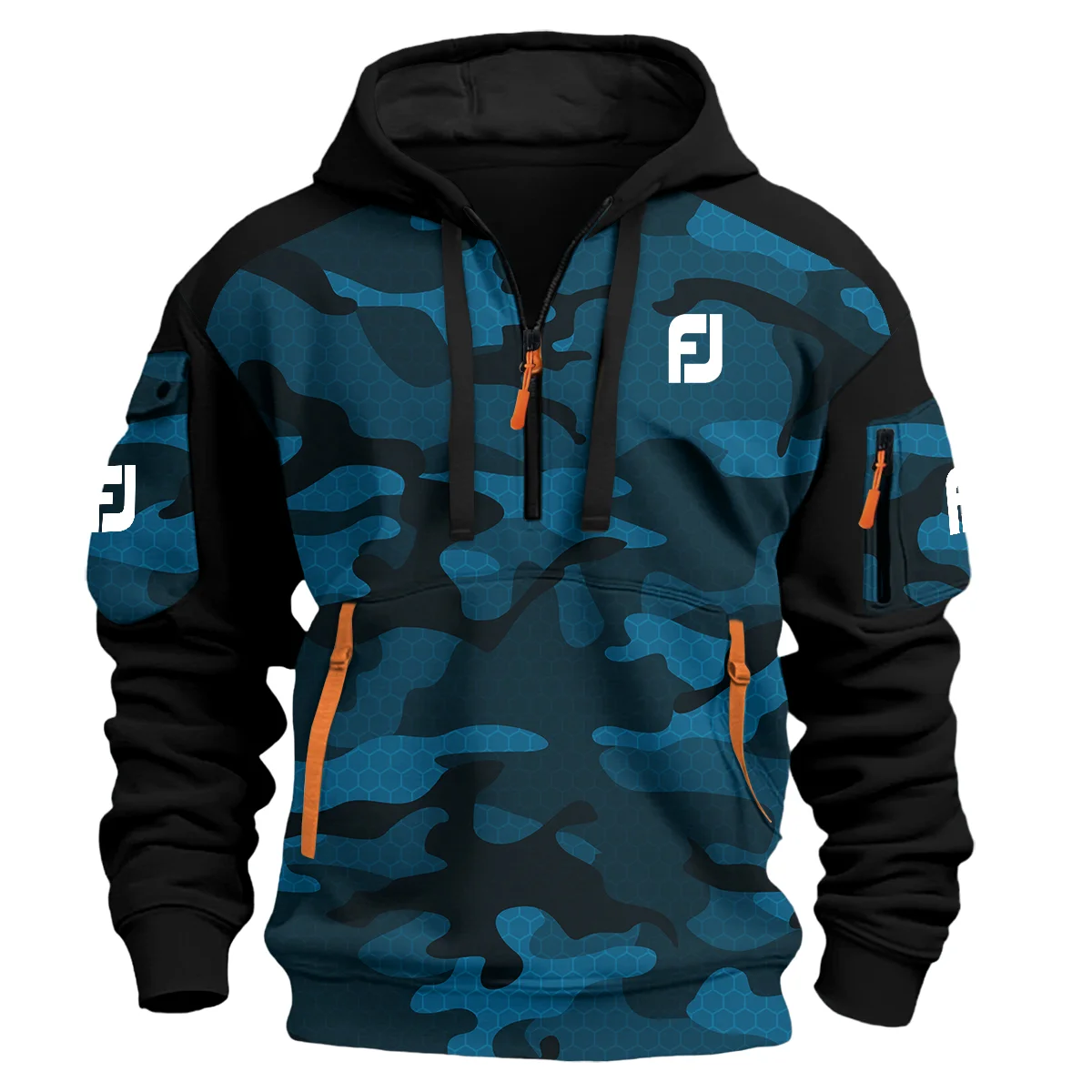 Footjoy Exclusive Logo Hoodie Half Zipper Golf Blue