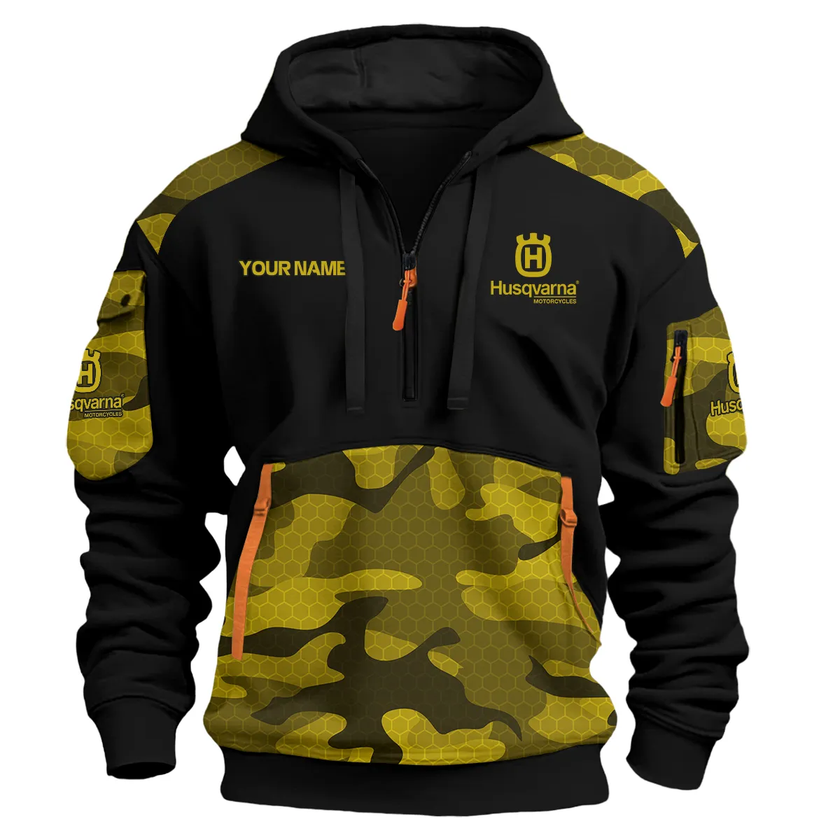 Husqvarna Motorcycles Logo Hoodie Half Zipper Yellow