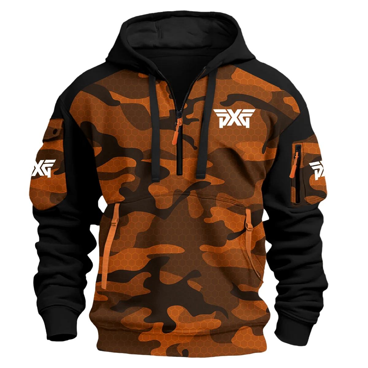 Pxg Exclusive Logo Hoodie Half Zipper Golf Orange