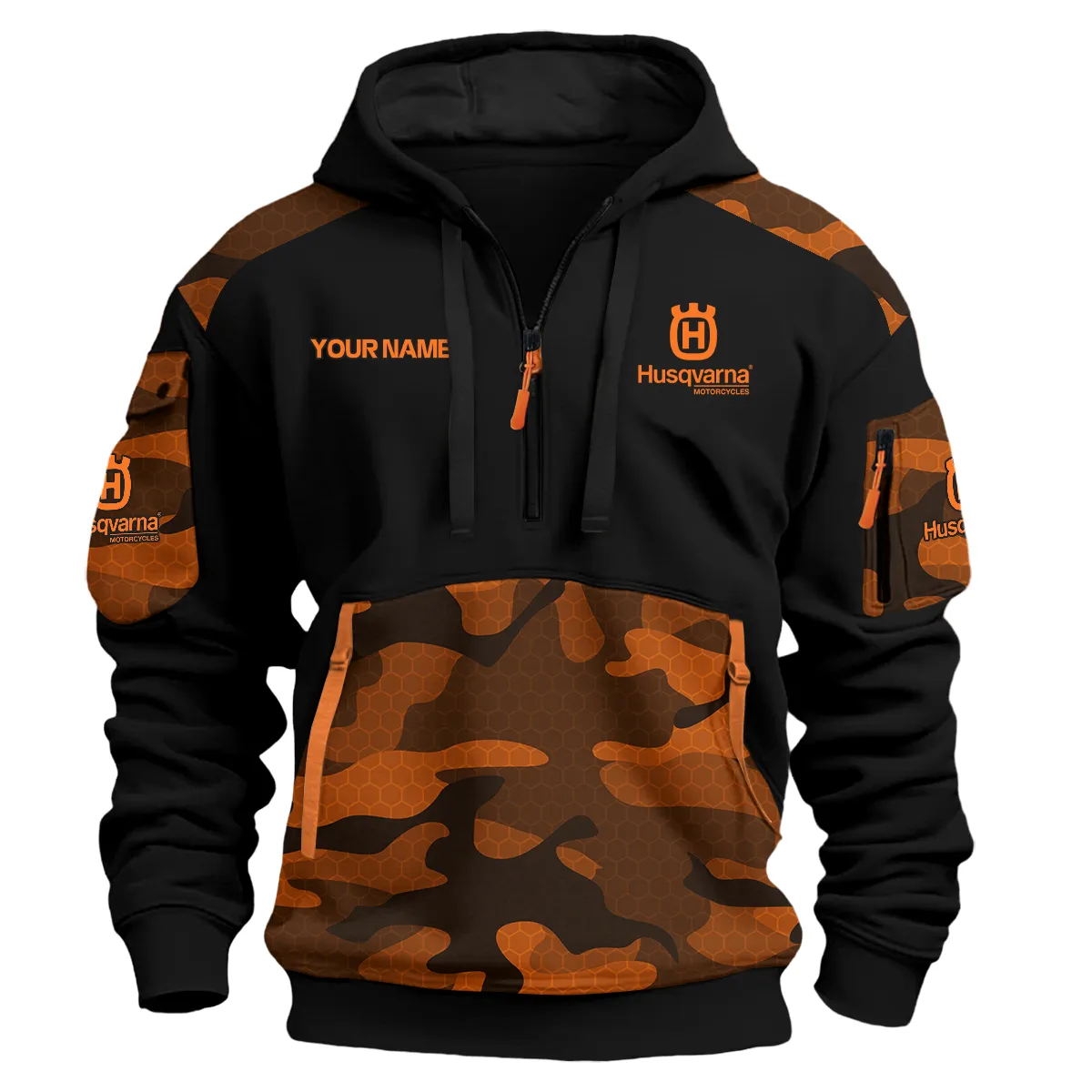 Husqvarna Motorcycles Logo Hoodie Half Zipper Orange