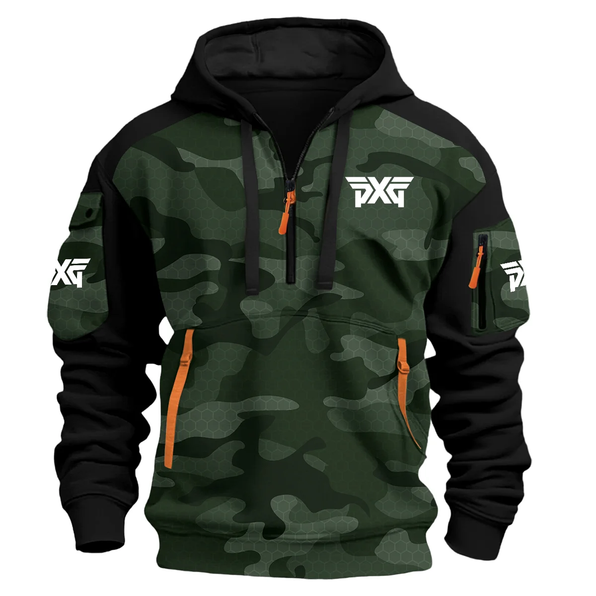 Pxg Exclusive Logo Hoodie Half Zipper Golf Green