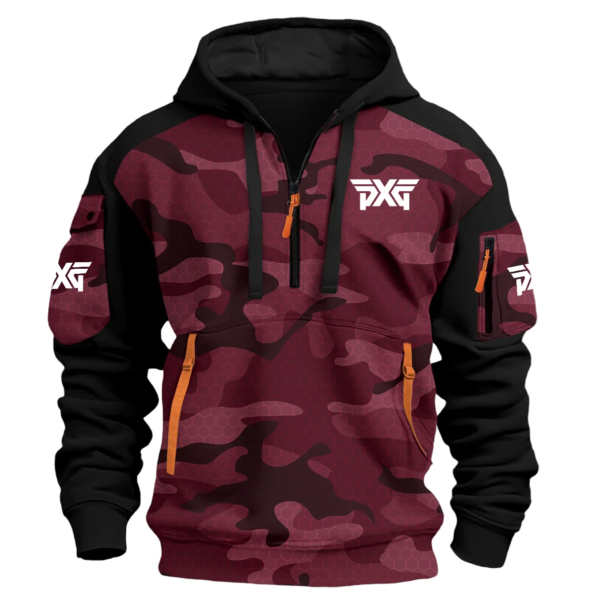 Pxg Exclusive Logo Hoodie Half Zipper Golf Marron
